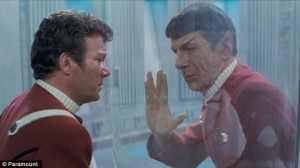 A touching moment between Kirk and his best friend Spock.